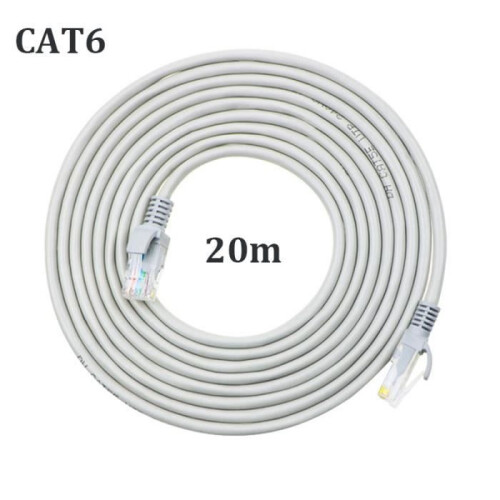 Καλώδιο Ethernet Cat6 20M, επίπεδο καλώδιο δικτύου RJ45, θωρακισμένο υψηλής ταχύτητας 1Gbp