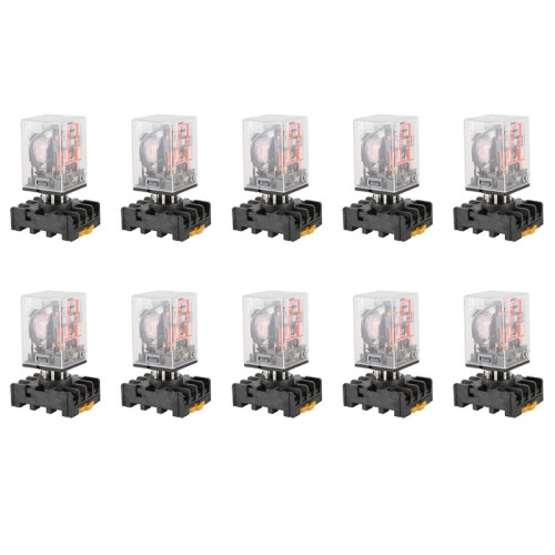 10X MK2P-I Clear Shell DPDT AC220V Coil Power Relay Socket Base