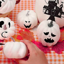 Decoración de Calabaza Artificial Blanca de Halloween Calabaza de Espuma Núcleo de Escritorio Acción de Gracias Decoración de Halloween 14 Piezas