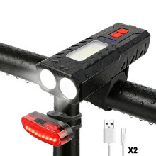 Svetlá na bicykel, nabíjateľné predné a zadné, výkonná USB nabíjateľná vodotesná LED sada svetiel, 3 režimy svetlometu na bicykel