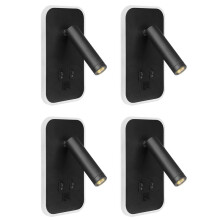 4X Wall Light Backlight USB Charging 330 Degree Rotation Adjustable Wall Lamp Bedside Study Reading Sconce Lamp Black