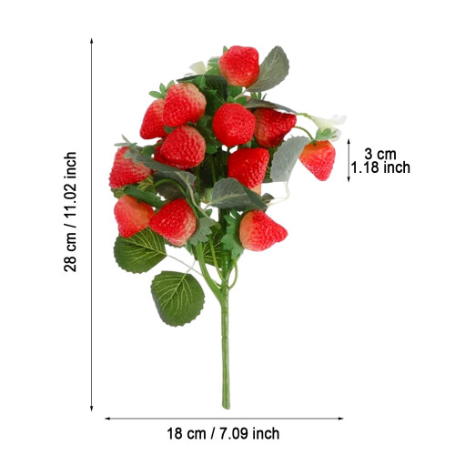 2pcs Artificial Strawberry Floral Stems 2
