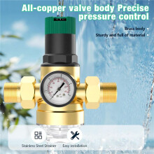 3X Tryckregulator Vatten 3/4 Tum, Vattentrycksregulator med Vattentrycksmätare och Nätfilter