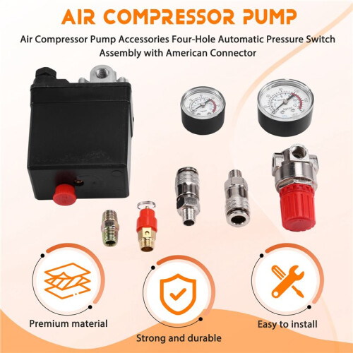 Air Compressor Pump Accessories Four-Hole Automatic Pressure  Assembly with American Connector 1