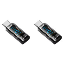 2X USB C Adapter LED Wattage Display 140W 40Gbps 8K PD3.1 Type C Connector Type C Power Meter Tester Black