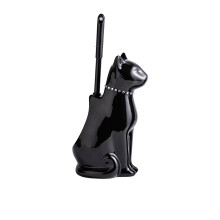Freestanding Toilet Brush and Holder Ceramic Cats Base-Black