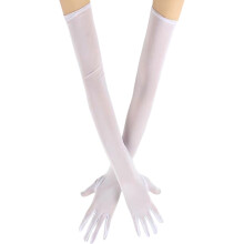 Elegante lange handschoenen met stretch tule Dun ontwerp-Wit