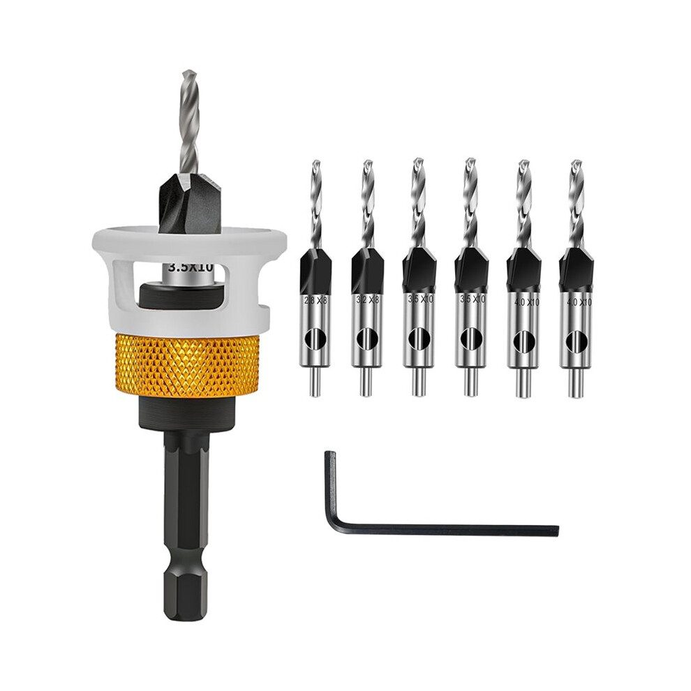 7 Pcs Countersink Drill Bit Set ,Countersink Bits With Low Friction Depth Stop, Adjustable Wood Countersink Bit Set 4712444269504