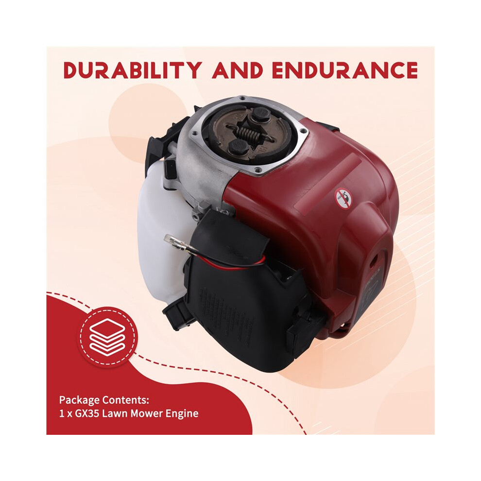Gx35 Lawn Mower Engine,Four-Stroke Gx35 High-Power Garden Side-Mounted Backpack Petrol Enginefor Tiller Mower Lawnmower 4713586144704