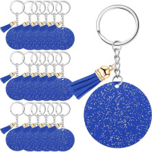 Porte-CléS en Acrylique Vierge avec Porte-CléS 1,97 Pouces, Porte-CléS en Acrylique Vierge à Paillettes, Pompon Bleu