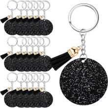 Porte-CléS en Acrylique Vierge avec Porte-CléS 1,97 Pouces, en Acrylique Pailleté, Porte-CléS DIY avec Pompon Noir