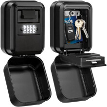 Key Lock Box, Waterproof Wall Mount Lock Box for Keys with Code, 4 Digit Combination Lockbox for Home Office Garage A