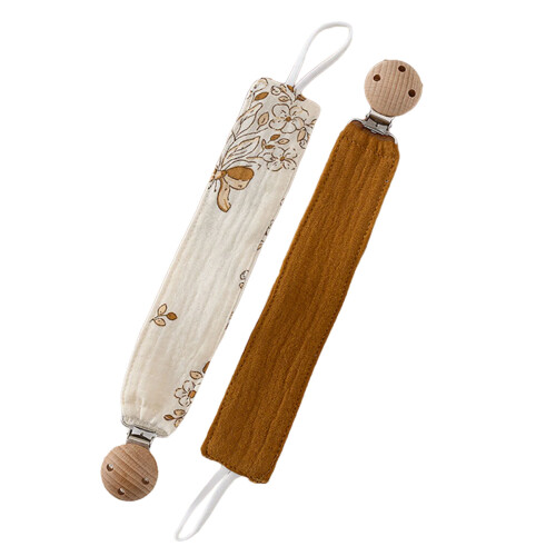 Reusable Infant Pacifier Leash Soft Crinkle Natural Wood-L