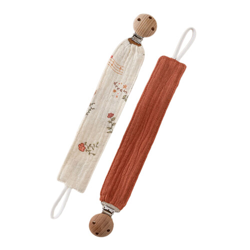 Reusable Infant Pacifier Strap Organic Crinkle Cotton-A