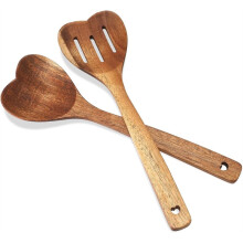 2-Teiliges Set Herzförmiger Holzlöffel zum Kochen, Herzförmiger Holzlöffel mit Langem Griff, Weihnachtsgeschenk für die Küche
