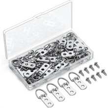 60 Pcs D Ring Picture Hangers with Screws, 18 Kg Load Heavy Duty Picture Hanging Hardware, Double Holes Picture Hooks