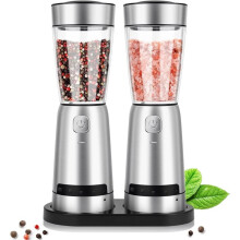 Electric Salt and Pepper Grinder Set,with LED Lights,Stainless Steel Automatic Pepper&Salt Mill Adjustable Coarseness