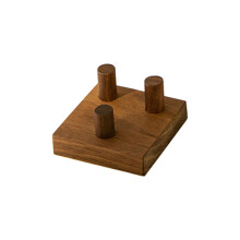 Wooden Rock Holder with Square Base and Three Peg Display-small