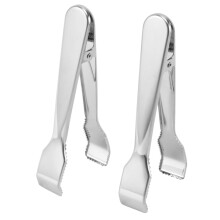2 Pcs Stainless Steel Ice Tongs with Sawteeth for Ice Bucket Ice Sugar Cubes Coffee Bar Food Serving