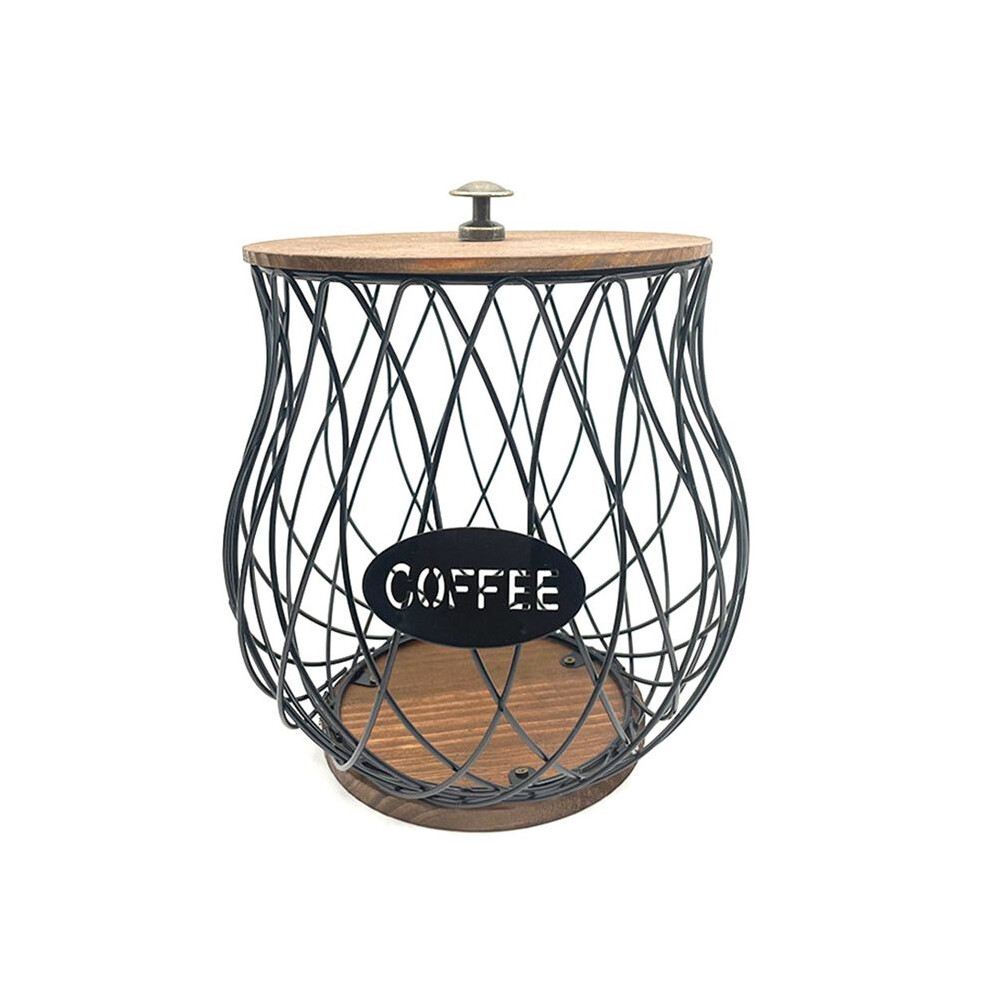 Coffee Pod Holder, Rustic K Cup Holder Organizer for Counter, Coffee Pods Storage for Coffee Bar Accessories Decor Black