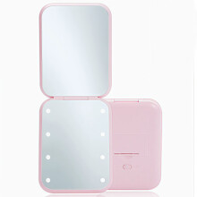 LED Lighted Makeup Mirror - 3X Magnification Compact Folding Travel Mirror with 8 LED Lights(Black 2PCS)