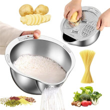 Rice Washer Strainer Bowl with Grater,for Cleaning Quinoa, Fruits, Vegetables, Bean Versatile Kitchen Tool