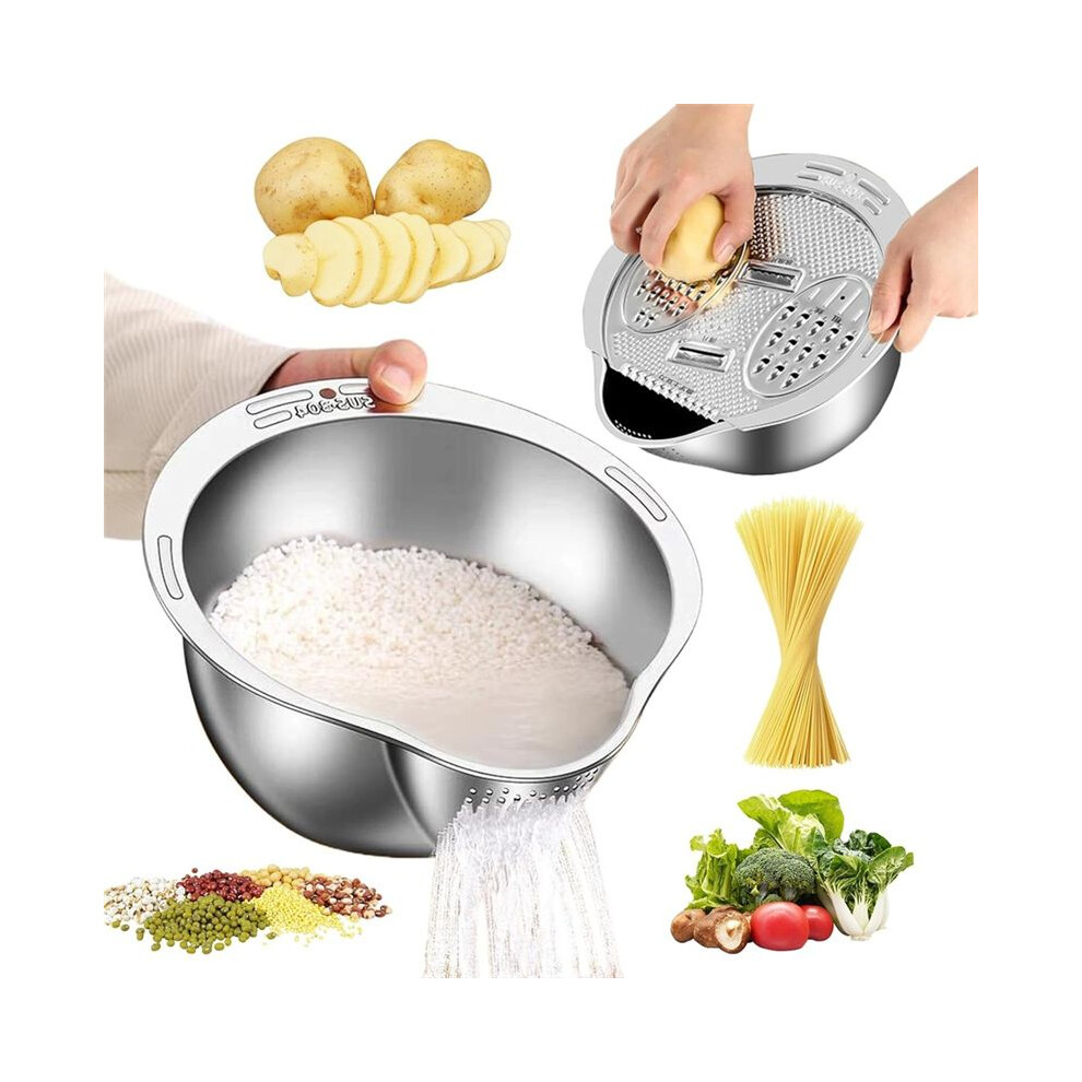 Rice Washer Strainer Bowl With Grater,For Cleaning Quinoa, Fruits, Vegetables, Bean Versatile Kitchen Tool 4713634441922