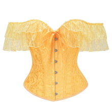 Corset Tops for Women Off The Shoulder Crop Boned-Yellow XXL