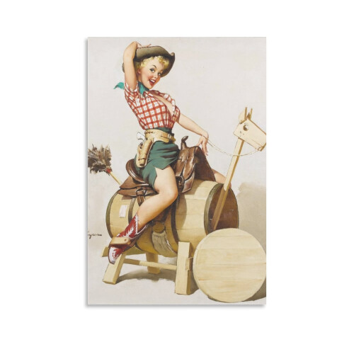 Impressão em tela de uma pin-up vintage dos anos 1950, 30x45 cm (12x18 polegadas)