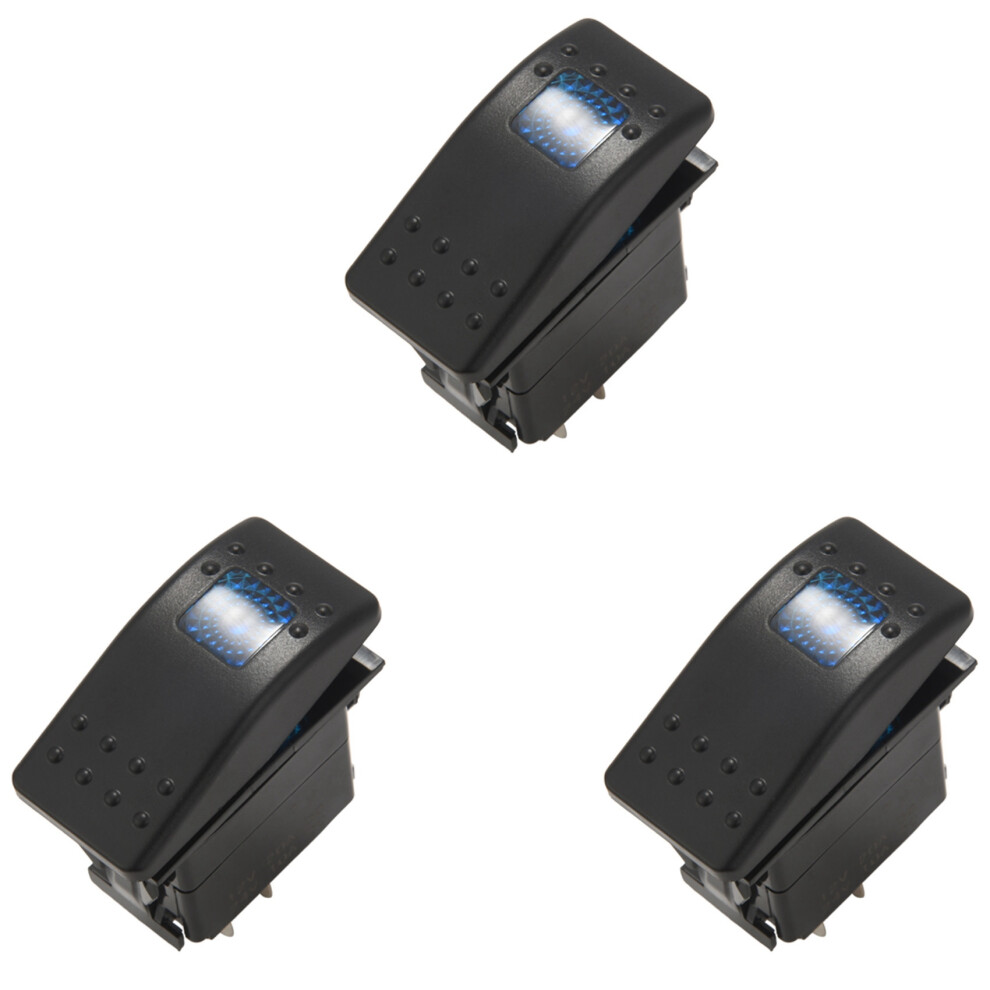 3X 12V 20 Amp Waterproof Led /Off Boat Marine Spst 3P Rocker With Light 6033968512548