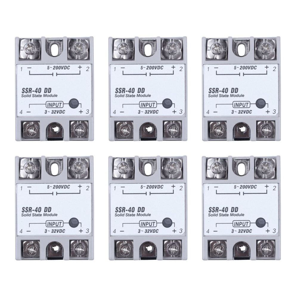 6X Single Phase Solid State Relay - Ssr-40Dd 40A Dc3-32V Dc5-60V + White/Silver 6033216084889