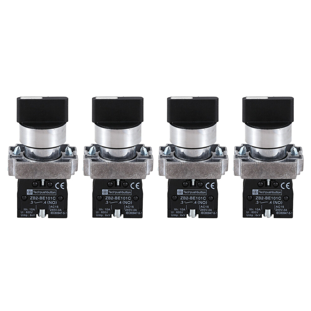 4X 22Mm Latching 2 No 3-Position Rotary Selector Select Zb2-Be101c Black 6032664186237
