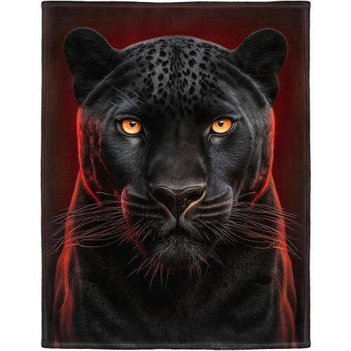 Manta de lã com estampa de pantera negra, 101,6 x 127 cm (40 x 50 polegadas)
