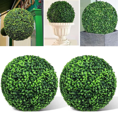 Künstliche Buchsbaumkugeln, runde Topiary-Dekoration, 2 Stück