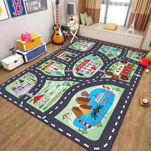 Tappeto da gioco per bambini con mappa della città – 120x160 cm