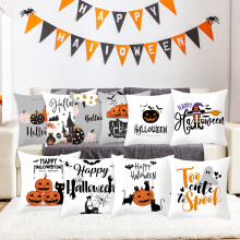 Halloween-applicatie kussensloop van katoen en linnen, 45 cm x 45 cm