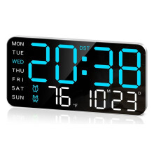 8.4In Large Digital Wall Clock,Led Alarm Clock with Digits, Date, Temperature, DST, for Room, Bedroom, Gift,