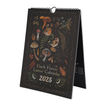 Dark ForestLunar Calendar 2025 Illustrated Wall Pendant for Office Home ArtMoon Calendar Gift Decor