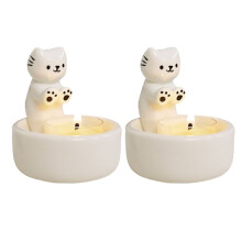 Candelabro de Gatito, Vela de Aromaterapia, Candelabro de Decoración del Hogar de Gato Encantador, Regalo para Amantes de los Gatos