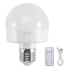 Rechargeable Battery Operated Light Bulbs, 300LM E26 Screw in Light Bulb for Lamps with Remote Control Dimmable&Timer
