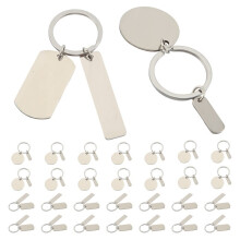 30Pcs DIY Engravable Metal Keychain Blanks Metal Stamping Blanks for Engraving Stainless Steel Blank Key Ring Tags