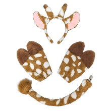Giraffe Ears Headband,Tail Paws Gloves Animal-brown deer set