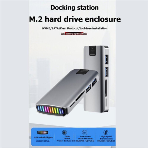 M.2 Expansion Dock NVMe/NGFF HUB External Hard Drive Enclosure 10Gbps SSD Case for M2 Solid State Drive A-C