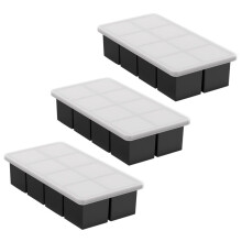 Eight-Compartment Square Silicone Ice Grinding Tool, Large Stackable, with Lid, Suitable for Freezers.