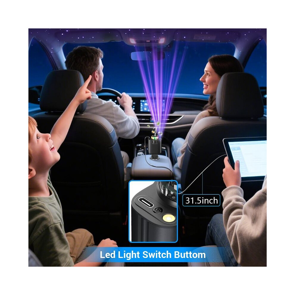 5 In 1 Fast Car Charger Adapter ,69W Retractable Car Charger With Aromatherapy And Starlight L/C Cables 4713550873630