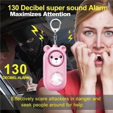 Persönlicher Sicherheitsalarm für Frauen, Sicherheitsalarm-Schlüsselanhänger, Niedliche Bärenform mit Blitzlicht und 130-DB-Lautsprechern,