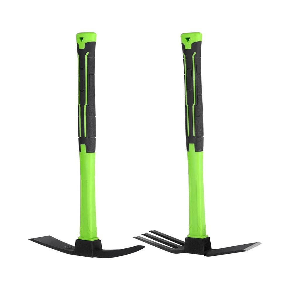 2Pcs Garden Hoe And Cultivator Hand Rake Set Carbon Steel Mattock With Non-Slip Handle For Digging And Weeding 4712562647826