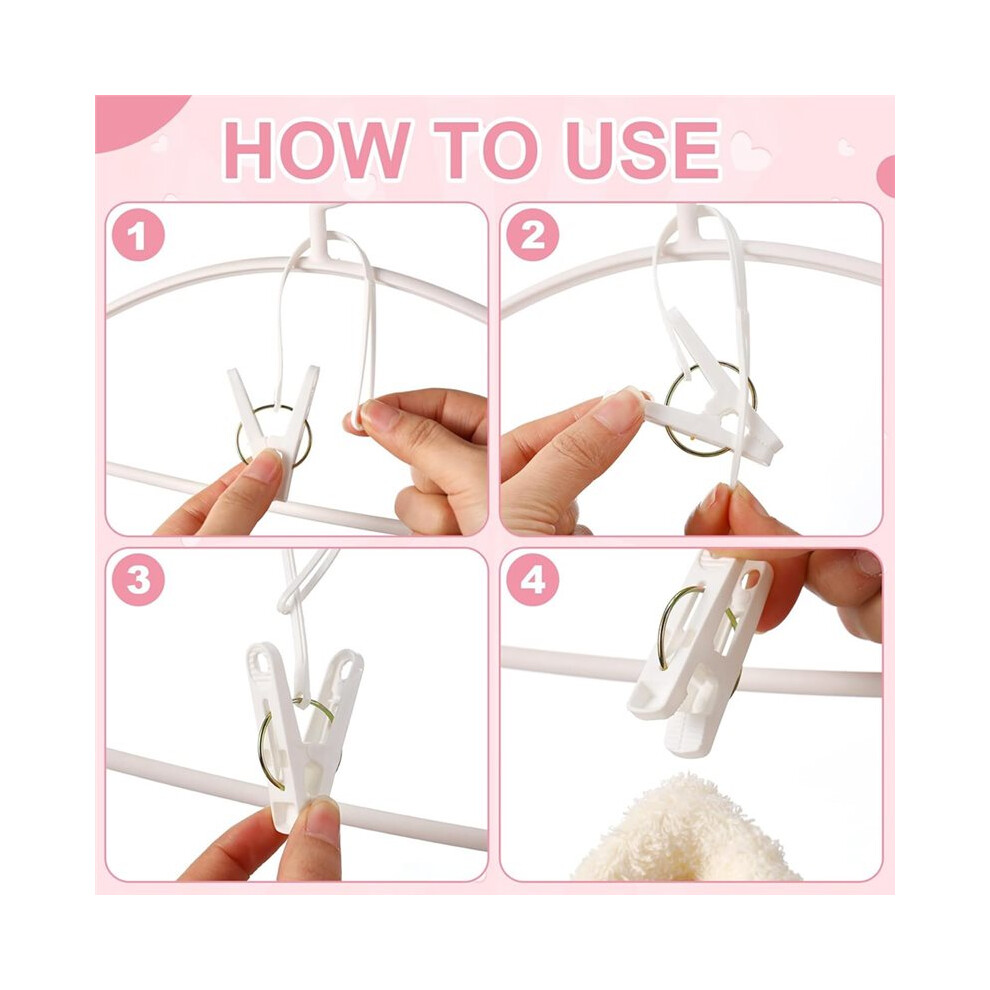 60 Pack Multi-Purpose Laundry Hooks Hanging Clips Bulk with Plastic Rope Hanger Clips for Baby Clothes Closet Organizer