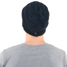 3X Mens Slouchy Long Beanie Knit Cap for Summer Winter Oversize Black