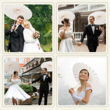 10 Sombrillas de Papel para Bodas, Paraguas de Bambú de 40 cm para Centros de Mesa de Despedida de Soltera y Accesorios para Fotos